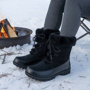 JBU 8 Boots Woman Faux Fur Winter Snow Outdoor Combat Water Resistant Shoe Jambu